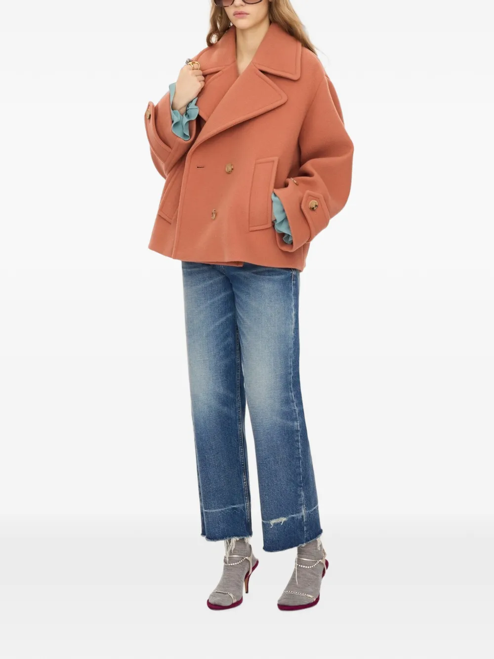 Chloé Bootcut jeans met vervaagd effect en franje Blauw