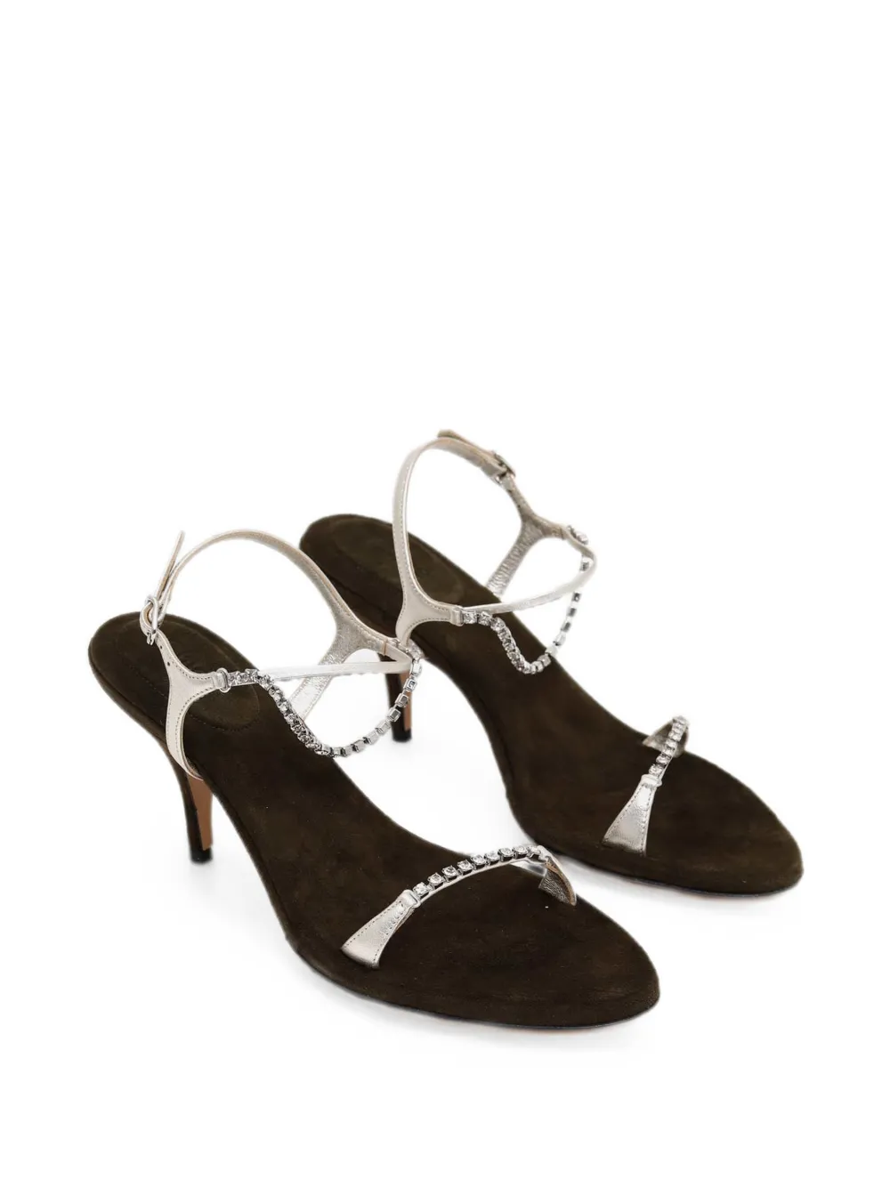 Chloé Zia crystal-embellished metallic-effect sandals Groen