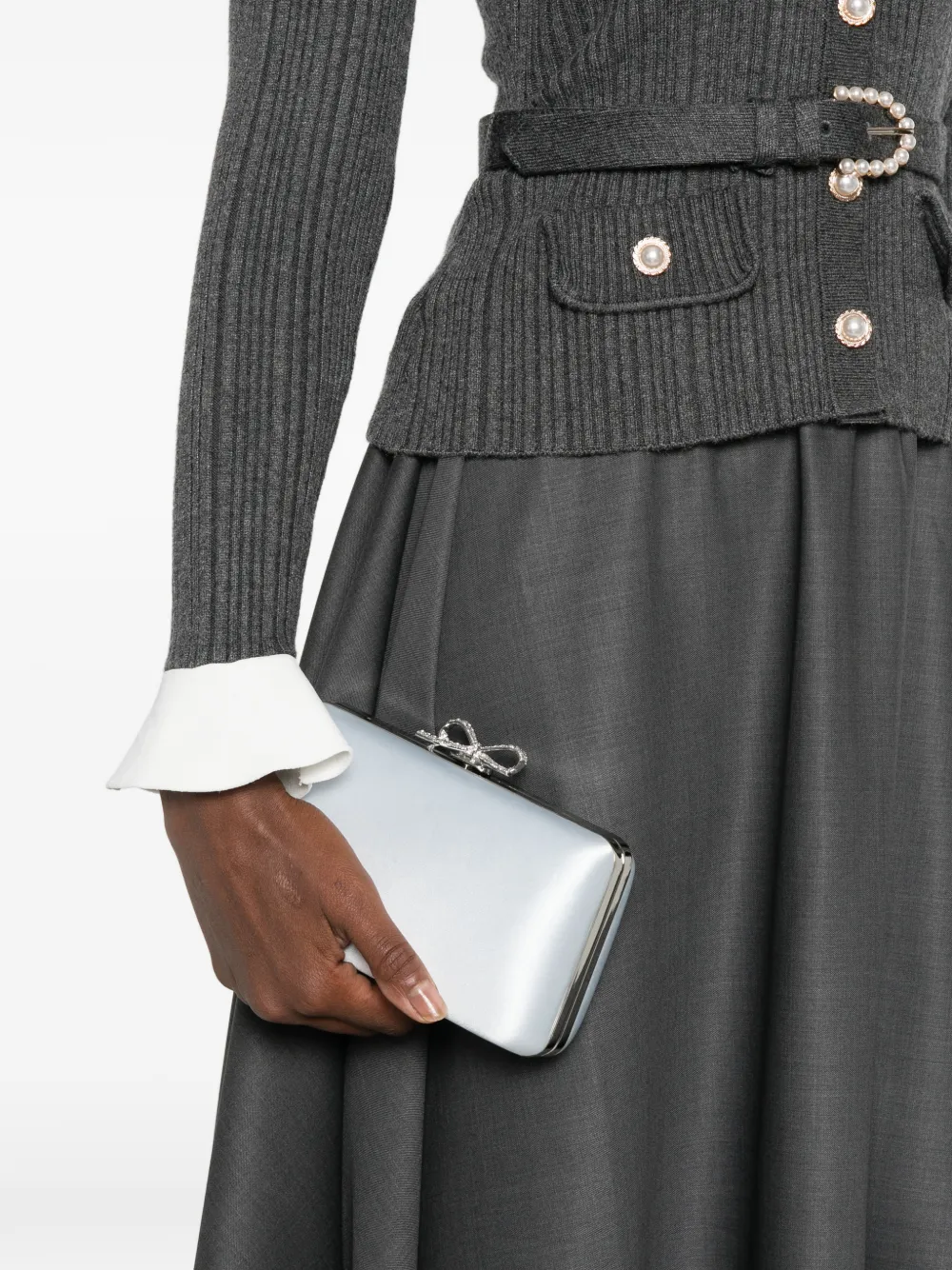 Self-Portrait Satijnen clutch Blauw