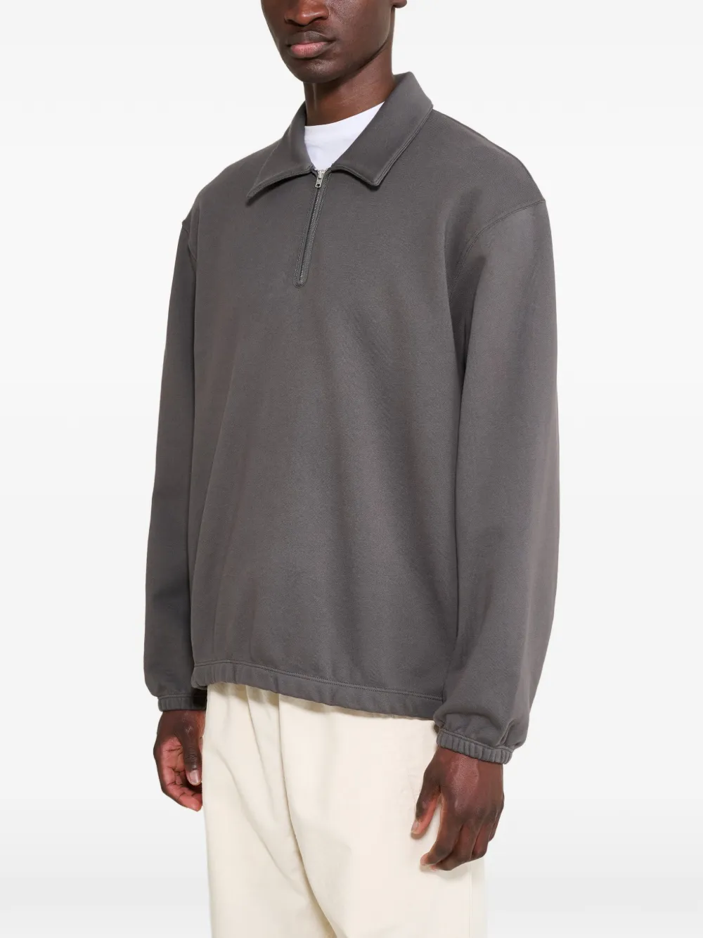 Lady White Co. Topper sweater met kwart rits Grijs
