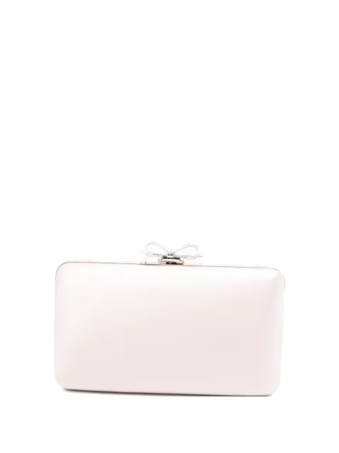 Self-Portrait bow-embellished satin mini clutch bag