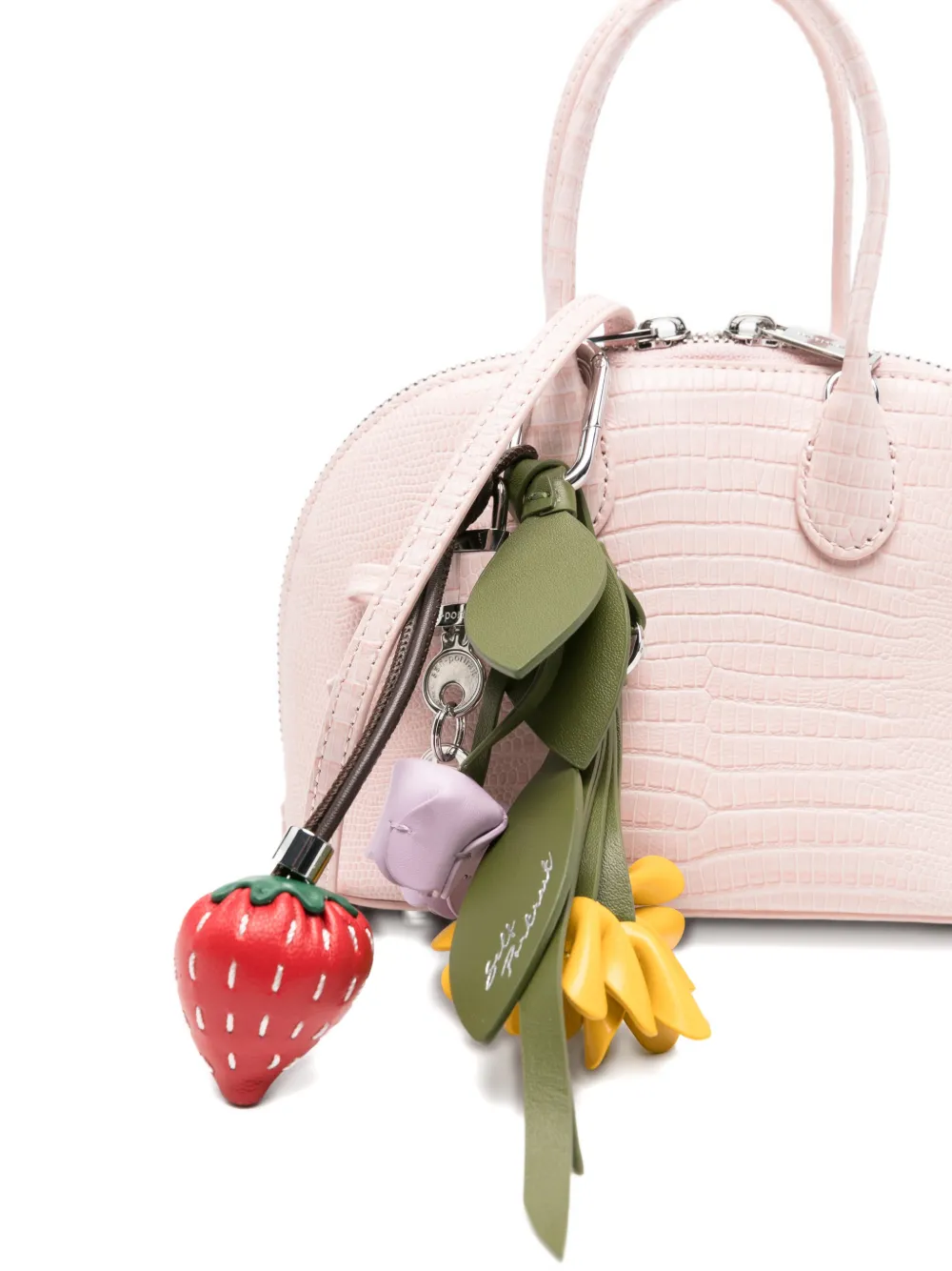 Self-Portrait Embossed Leather Pink Mini Bag, view 4