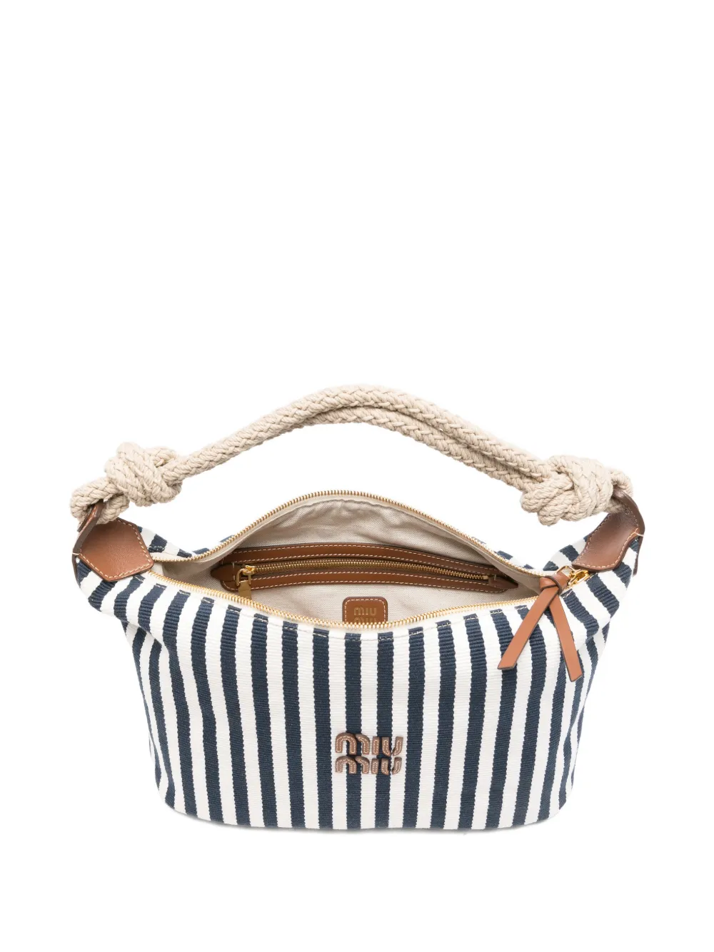 Miu Gestreepte shopper met handgreep Blauw