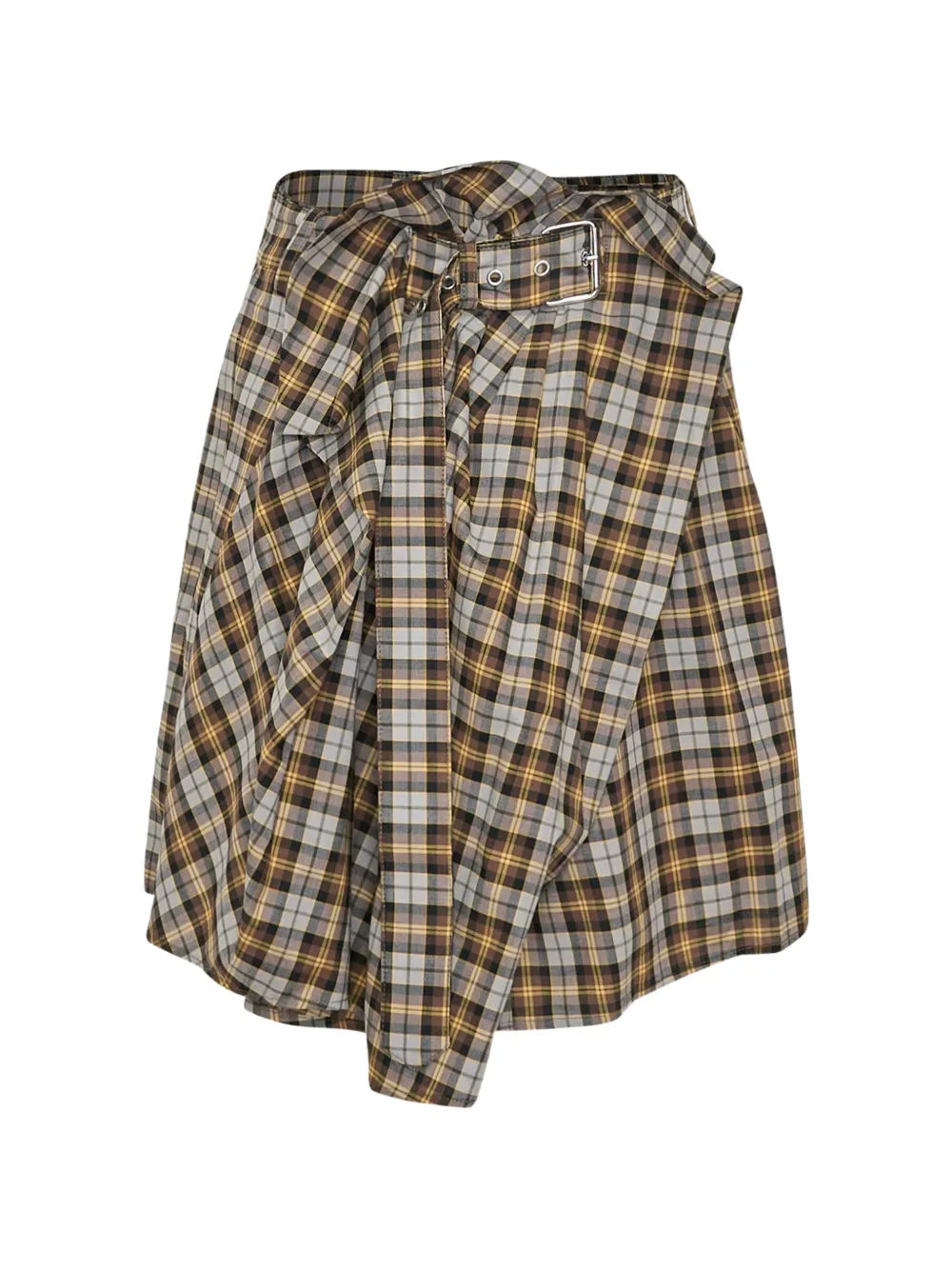 MSGM plaid belted midi skirt - Marrone