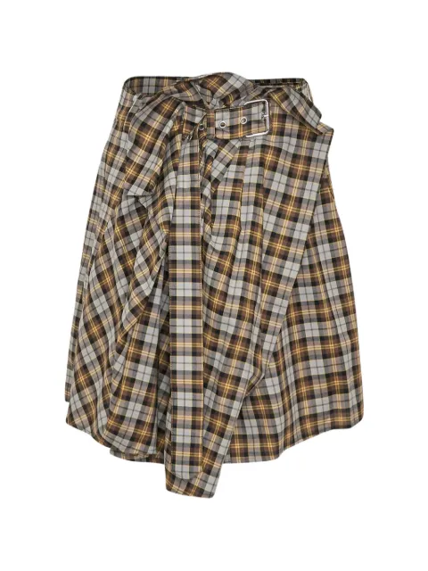 MSGM plaid belted midi skirt