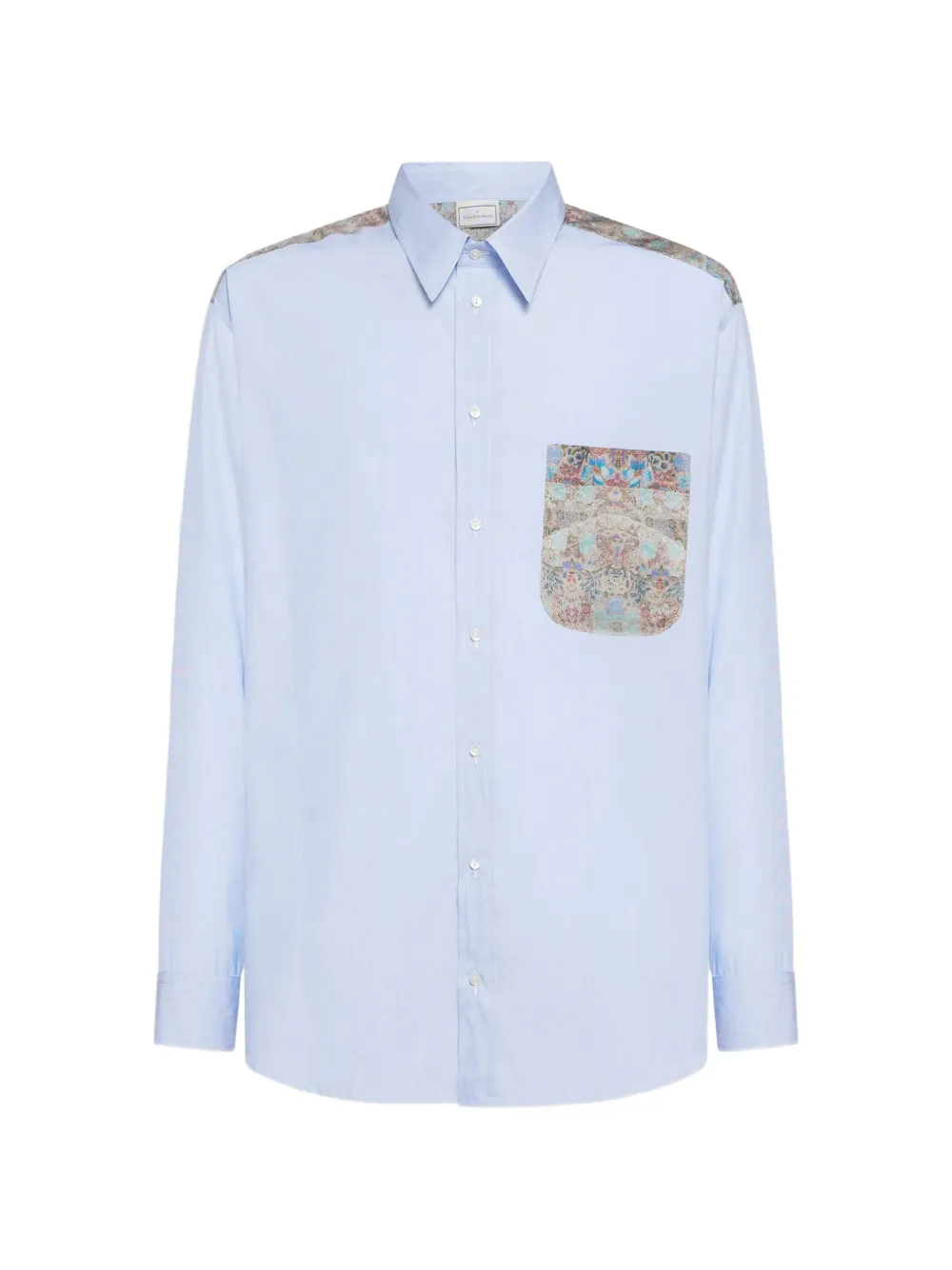 Pierre-Louis Mascia printed-panel chest-pocket shirt - Blu
