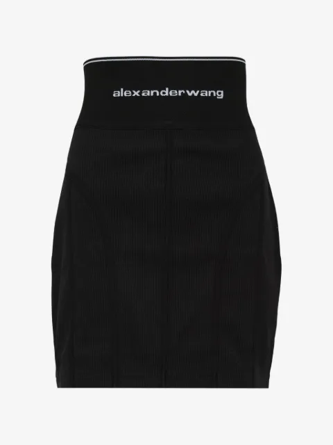 Alexander Wang falda midi de canalé con cintura alta