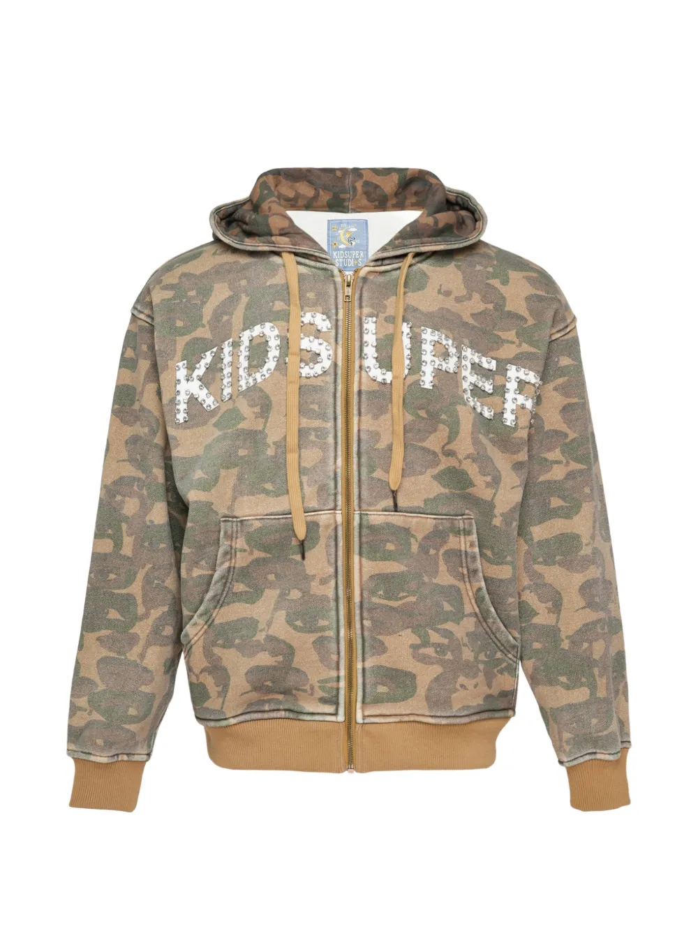 KidSuper face-camo crystal-embellished hoodie - Brown