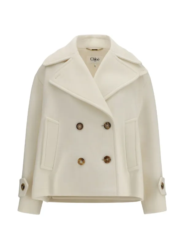 Chloé Double-breasted Wool-blend Jacket in Neutrals