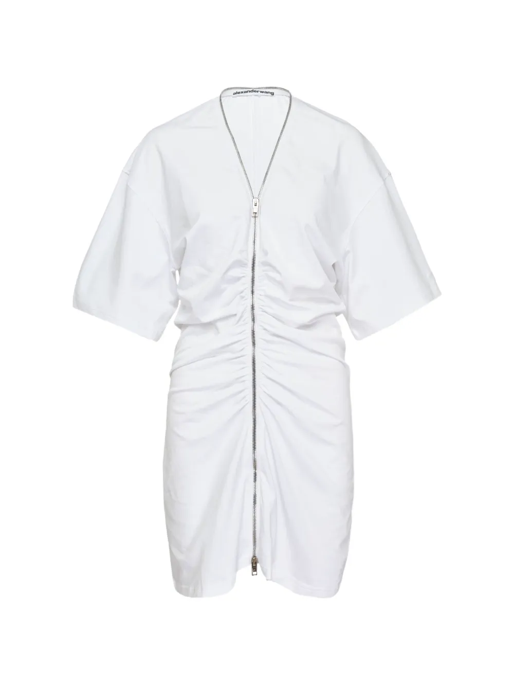Alexander Wang zip-up gathered mini dress - Bianco