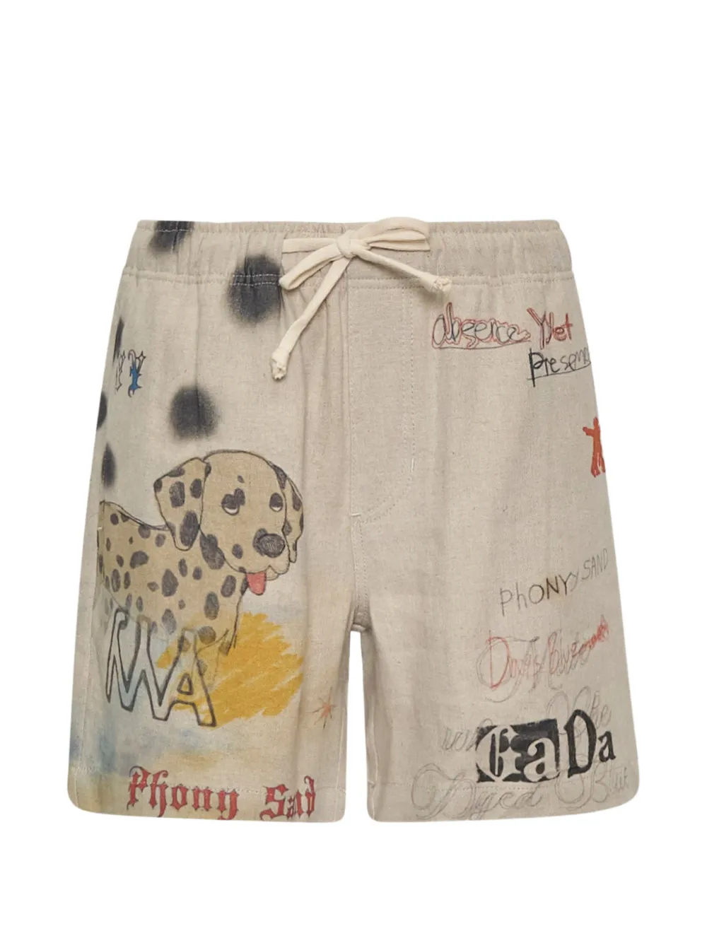 Open YY graphic-print drawstring shorts - Neutrals