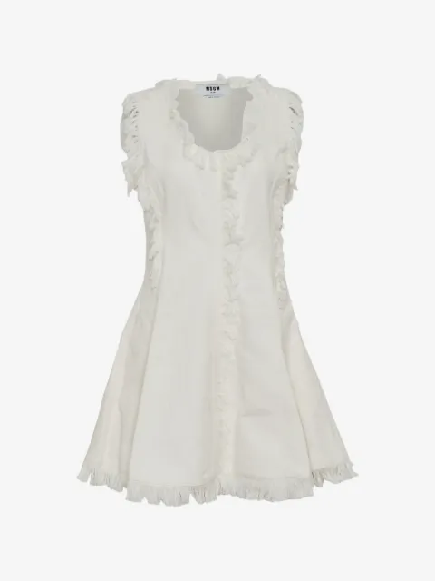 MSGM frayed-trim textured mini dress