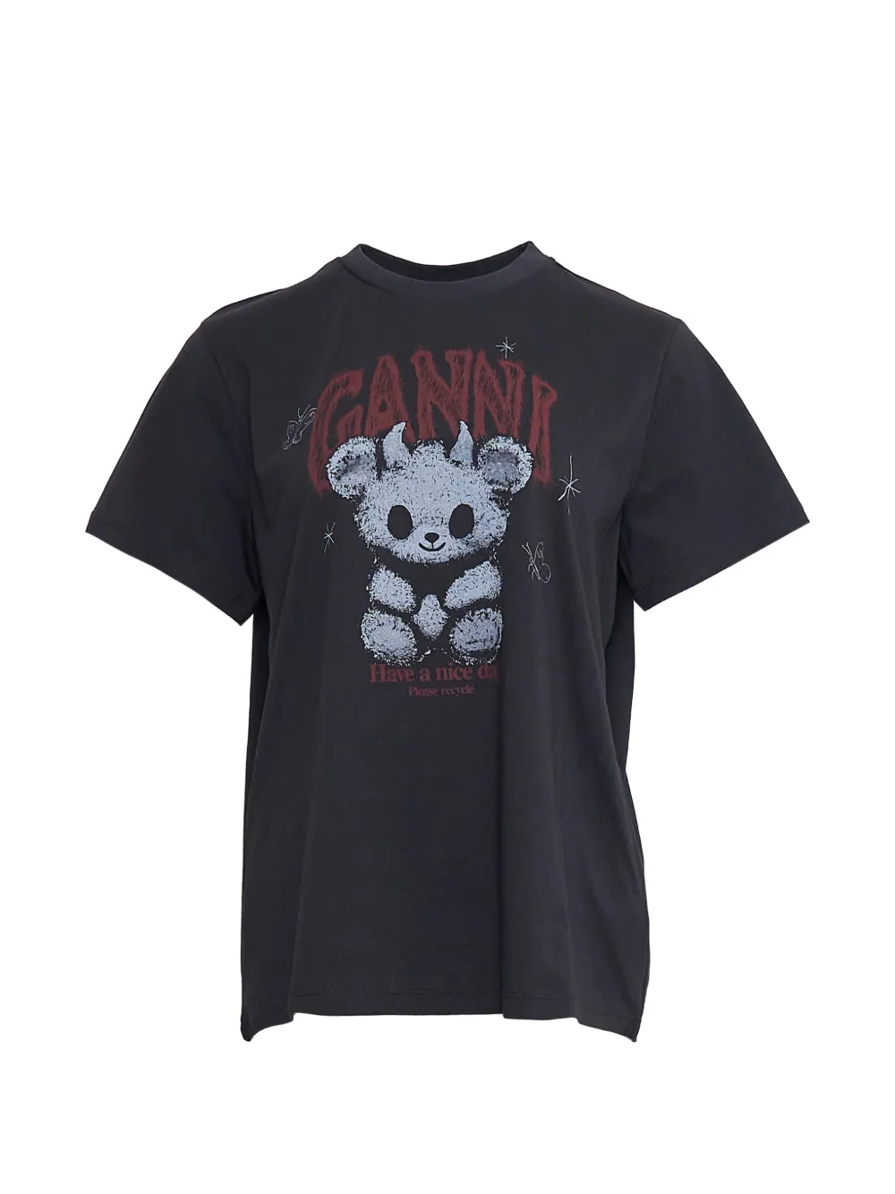 GANNI graphic-print jersey T-shirt - Grau