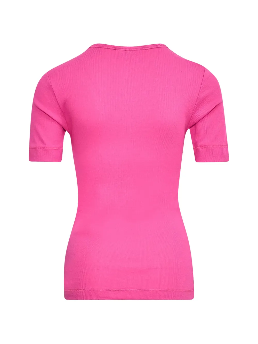 GANNI Geribbeld T-shirt met geborduurd logo Roze