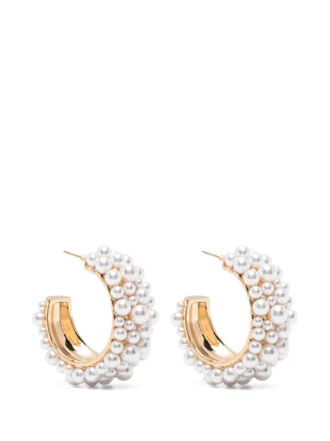 Self-Portrait pearl-embellished hoop earrings