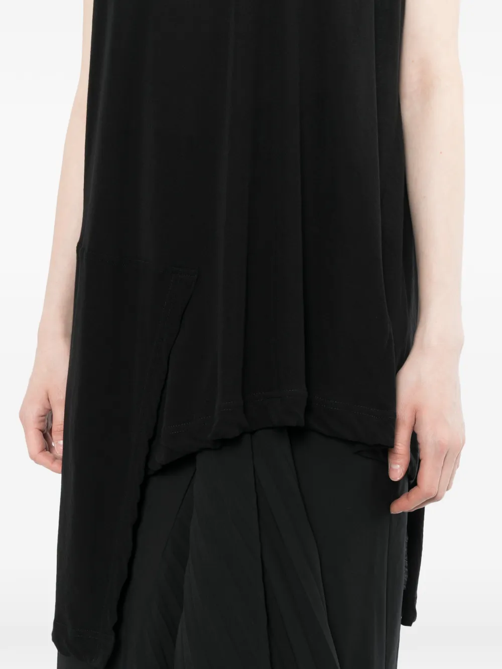 Yohji Yamamoto Asymmetrisch gelaagd T-shirt Zwart