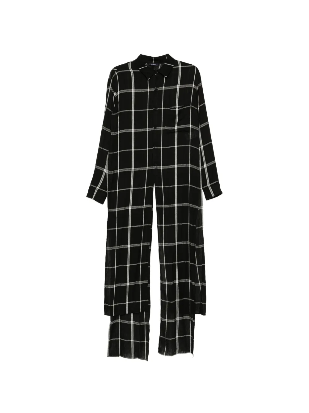 Limi Feu check-pattern front-slit shirt - Black