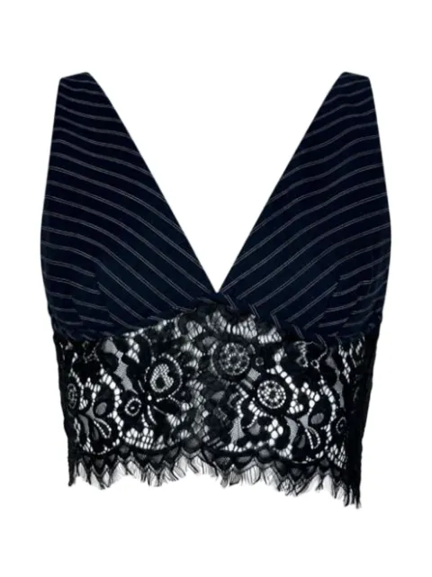 PINKO lace-trim pinstripe-pattern top
