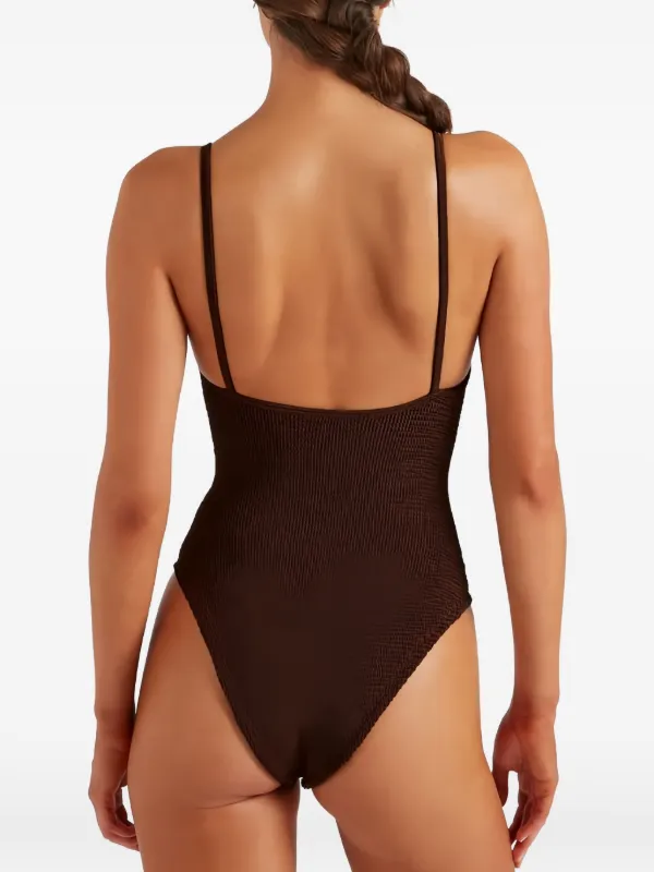 Hunza G Mia Beaded ワンピース水着 | ブラウン | FARFETCH JP