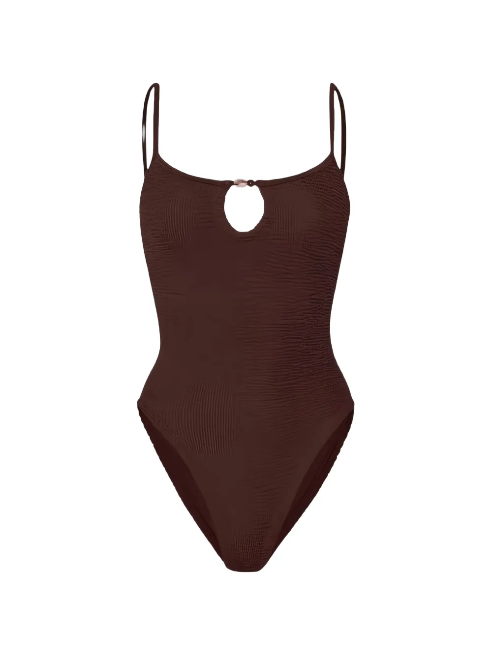 Hunza G Mia Beaded crinkle-effect swimsuit - Marrone
