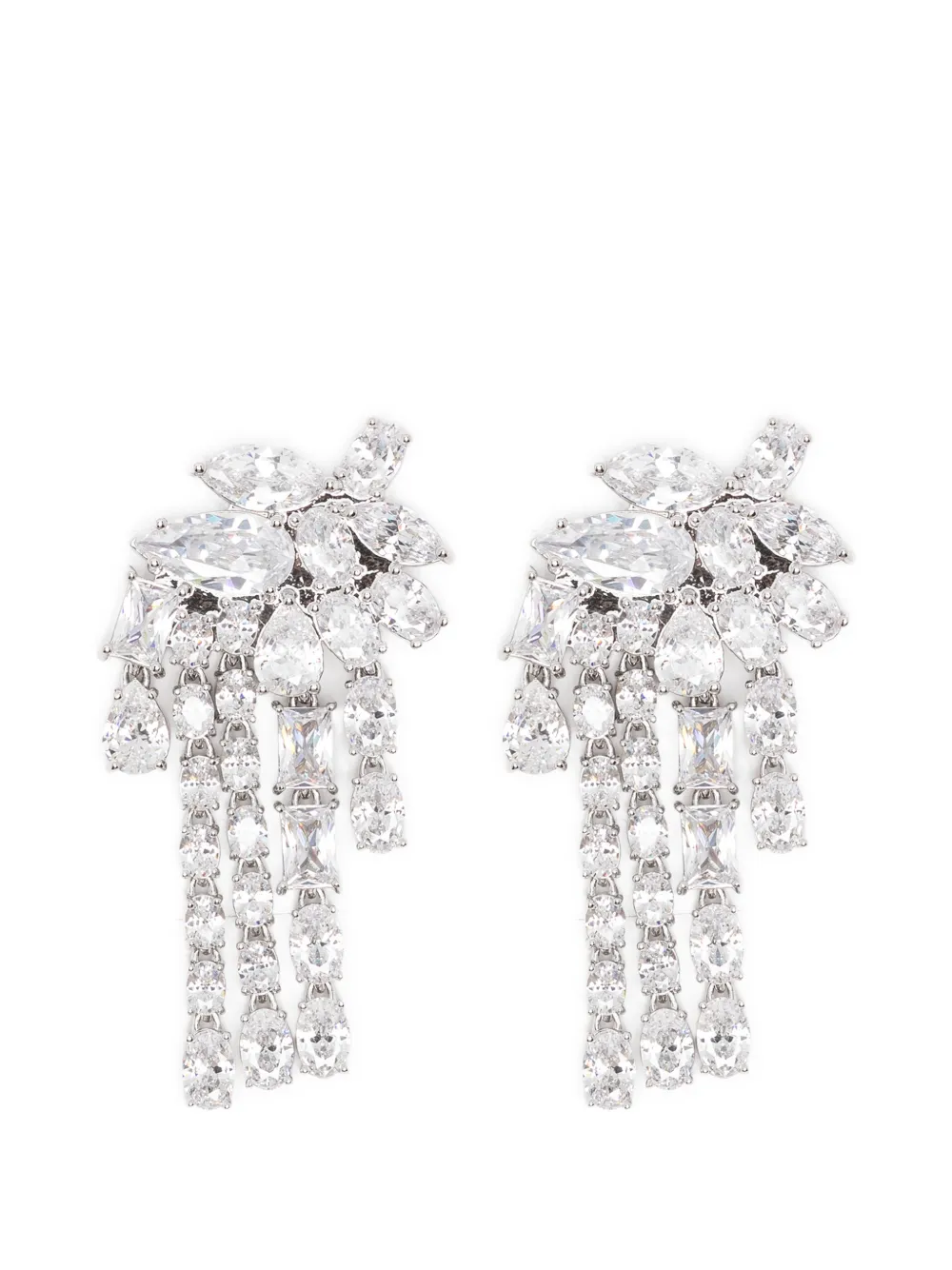 Self-Portrait crystal-embellished drop earrings - Argento