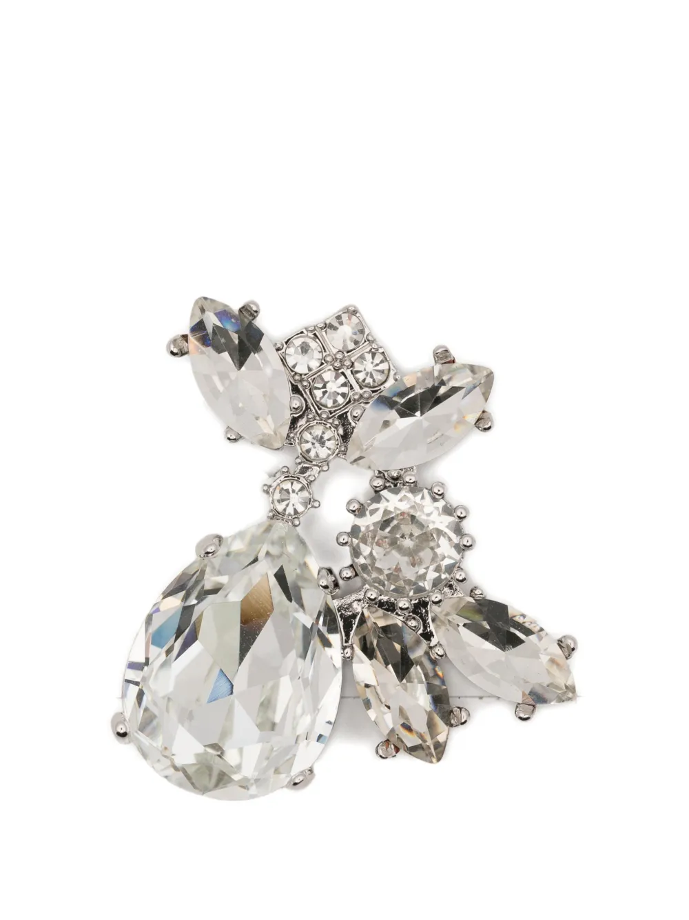 Self-Portrait crystal-embellished cluster earrings - Argento