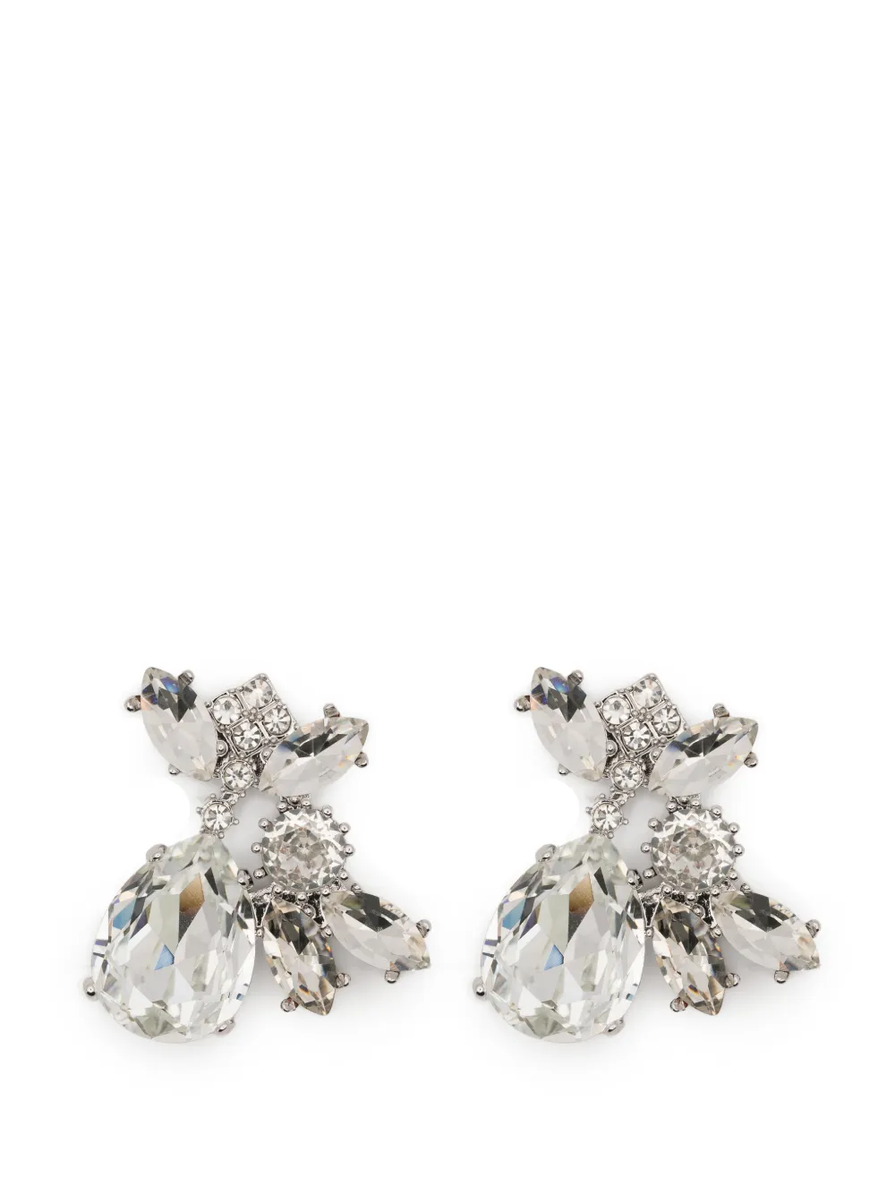 Self-Portrait crystal-embellished cluster earrings - Argento