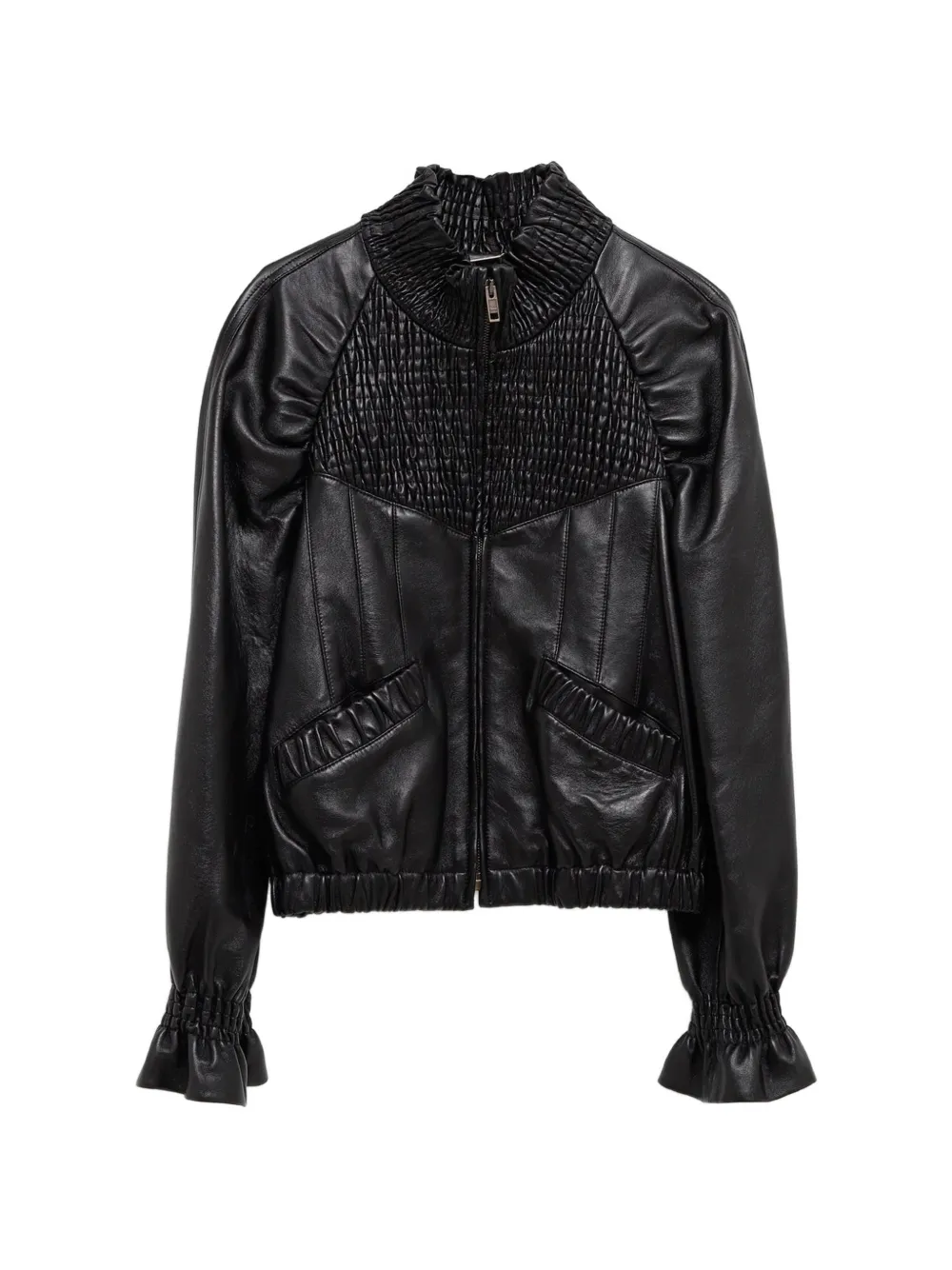 Chloé smocked leather jacket - Nero