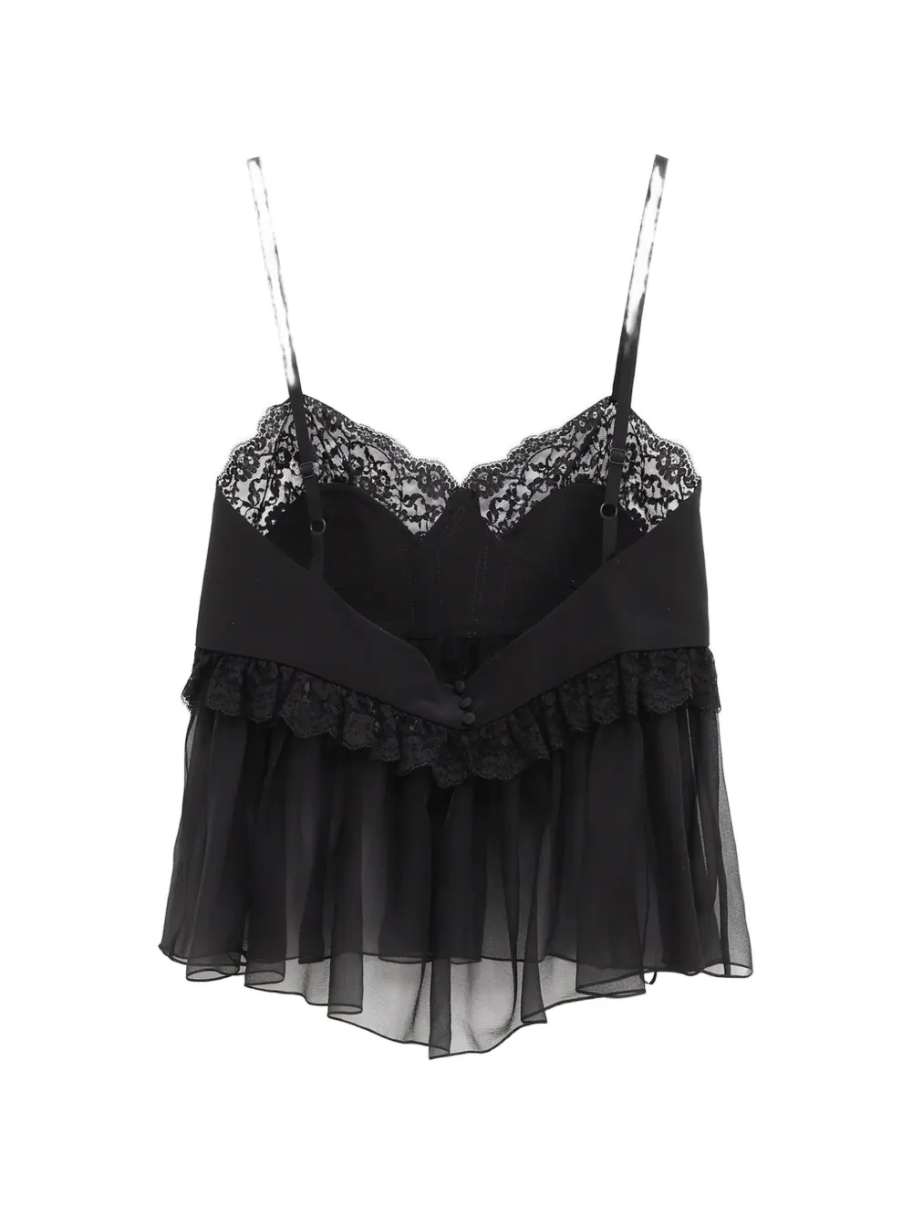 Chloé Zijden-chiffon top met kanten afwerking Zwart