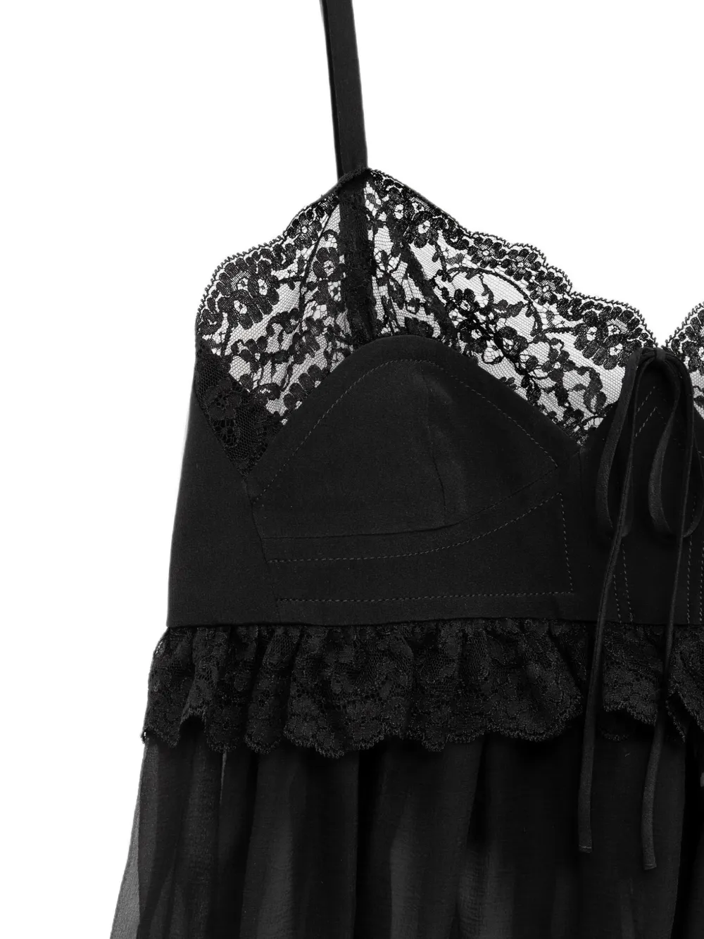 Chloé Zijden-chiffon top met kanten afwerking Zwart