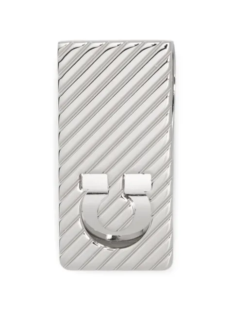 Ferragamo Gancini diagonal-stripe tie clip