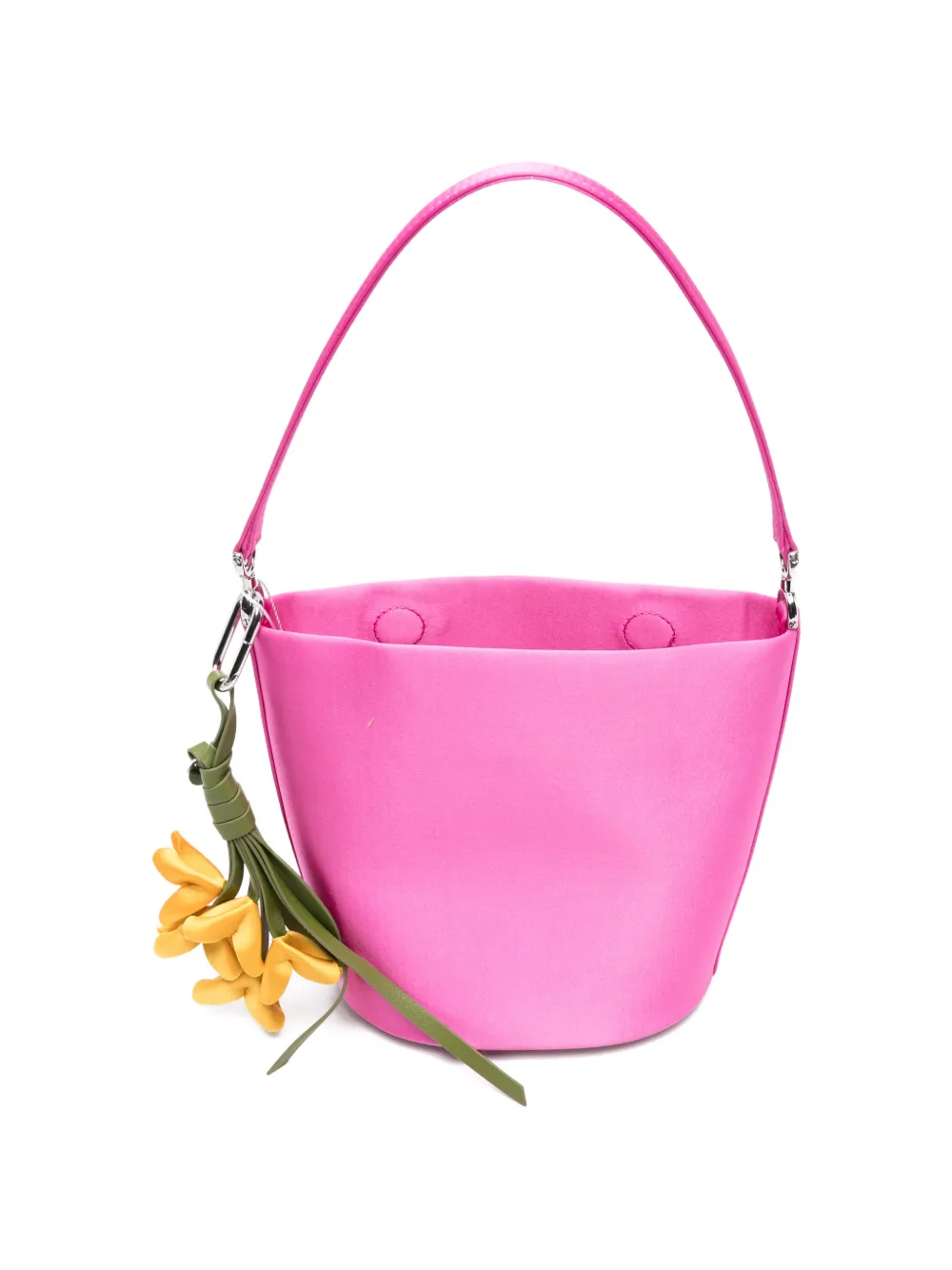 Self-Portrait Satin Floral-charm Bucket Bag in Pink, view 5