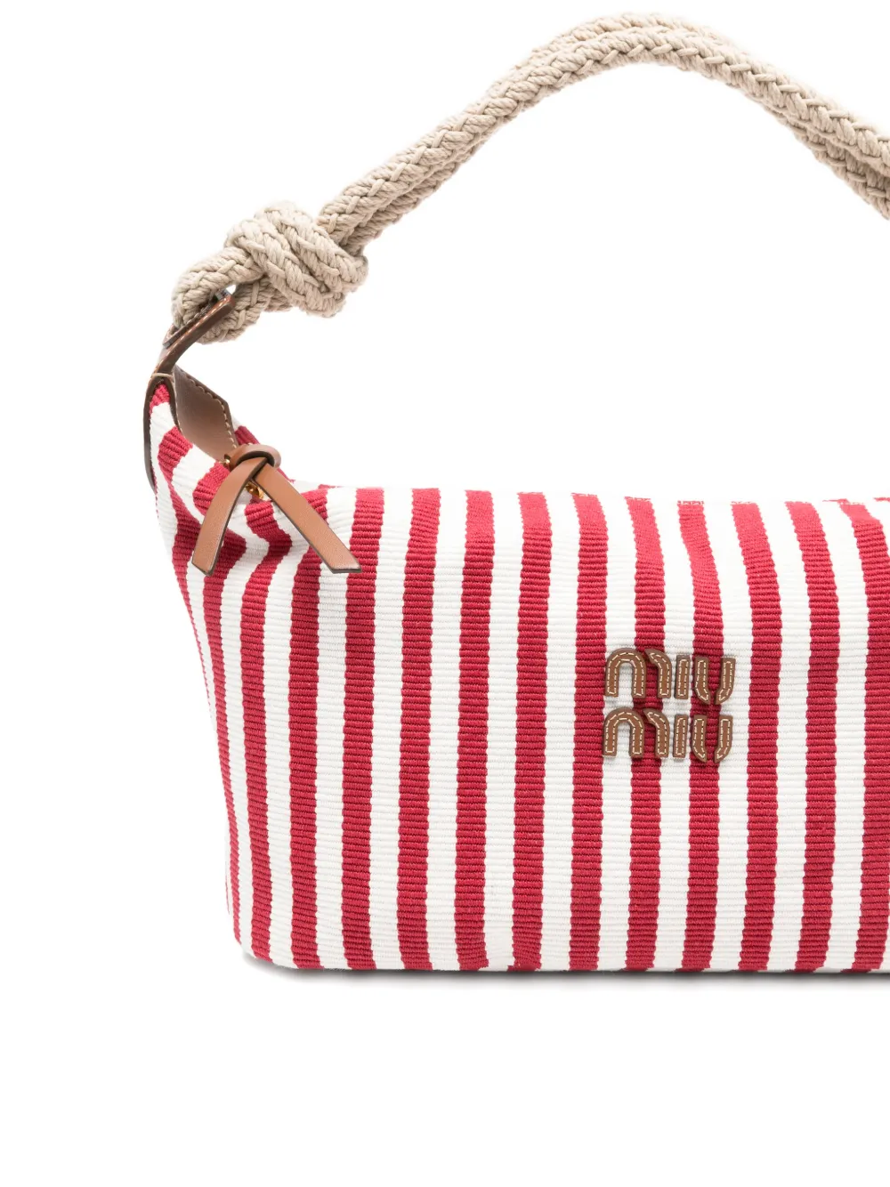 Miu Gestreepte schoudertas met handgreep Rood