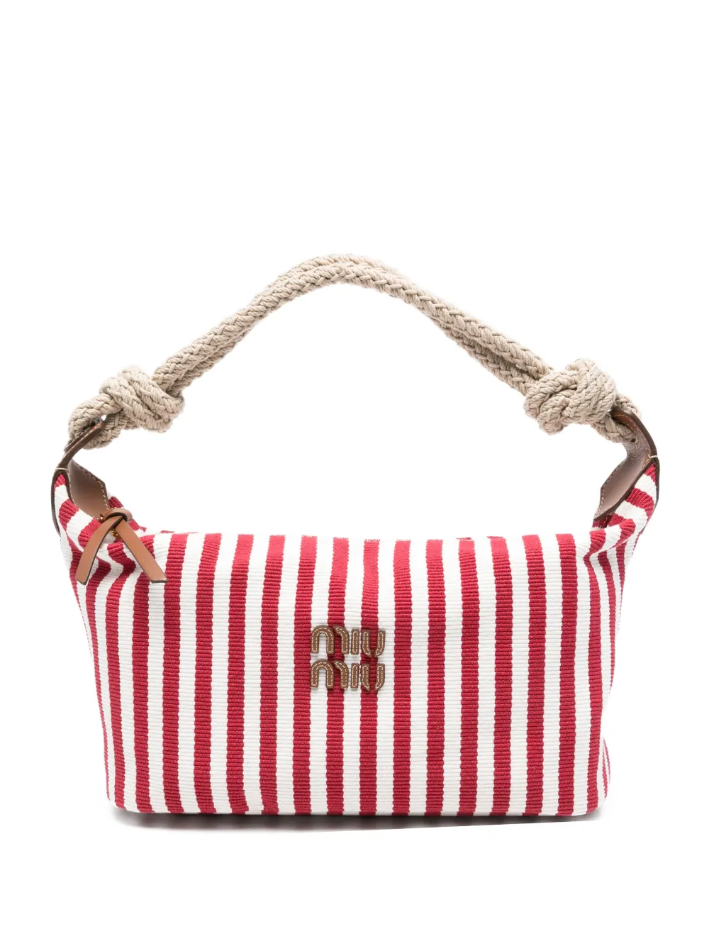 Miu Miu striped rope-handle tote bag - Rosso