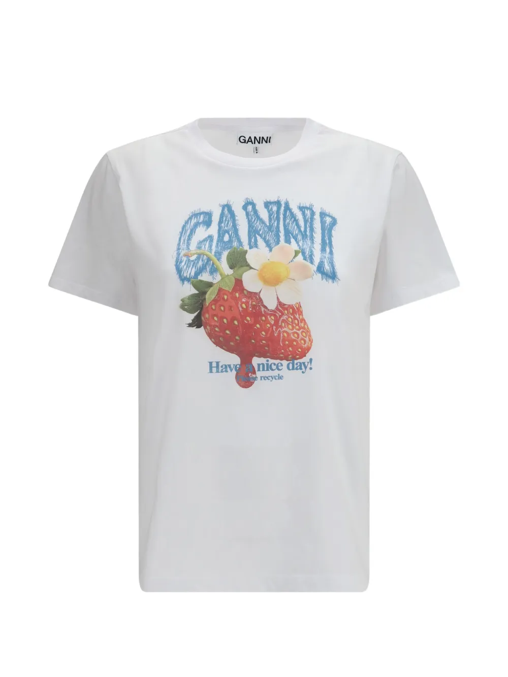GANNI strawberry-print cotton T-shirt - Weiß
