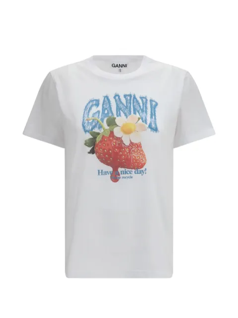 GANNI strawberry-print cotton T-shirt