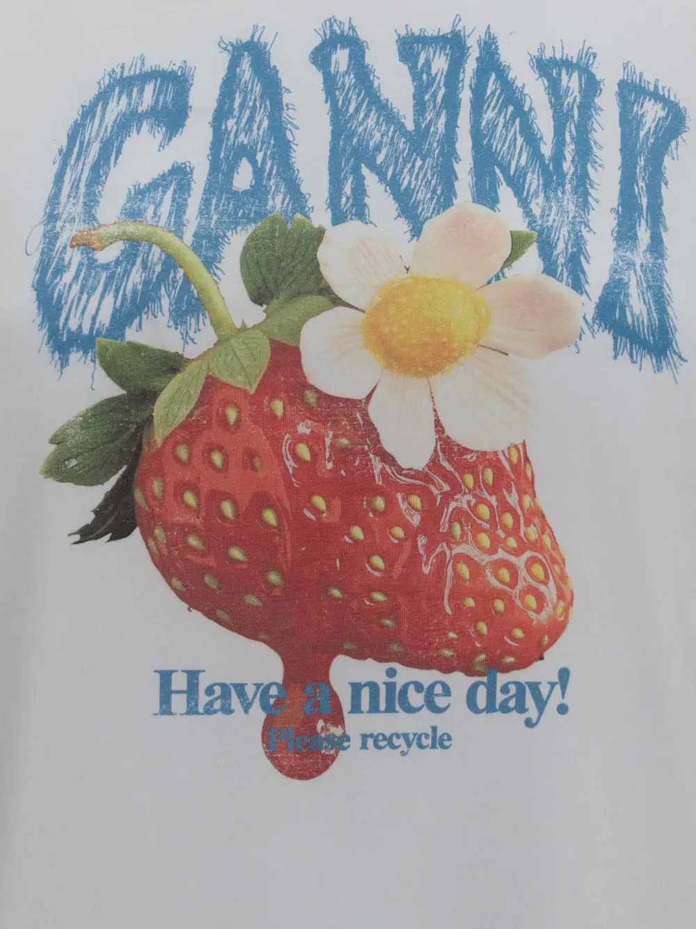 GANNI T-shirt met aardbeienprint Wit