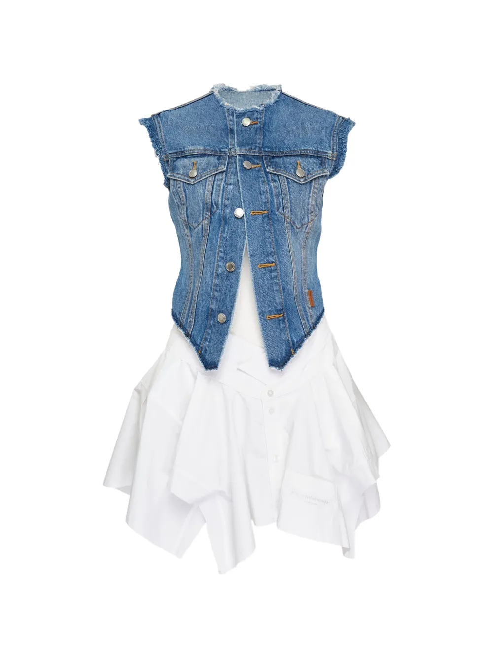 Alexander Wang frayed panelled dress - Bianco
