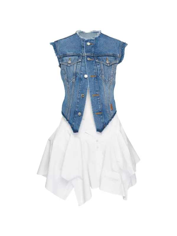 Alexander Wang Frayed Panelled Dress in White