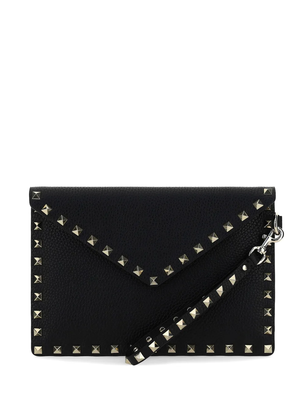 Valentino Garavani Rockstud leather clutch bag - Nero