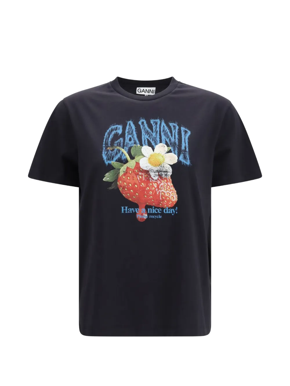 GANNI strawberry-print cotton T-shirt - Nero