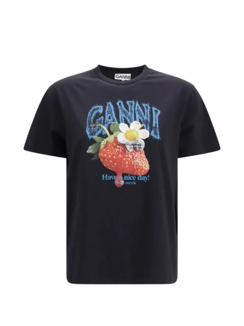 GANNI strawberry-print cotton T-shirt