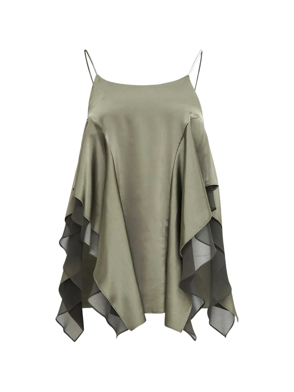 YCH ruffled spaghetti-strap top - Verde
