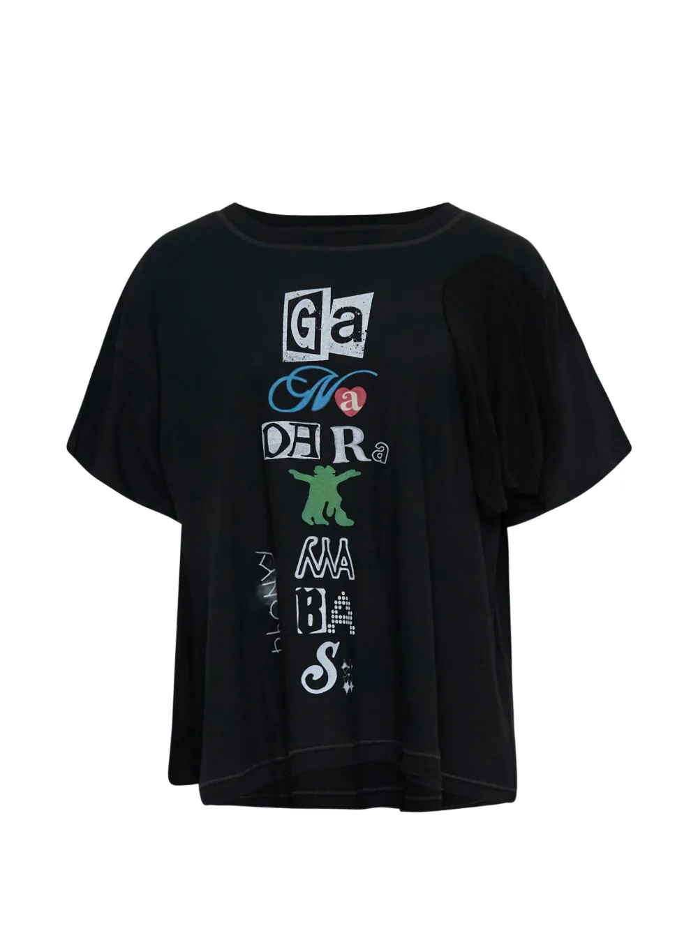 Open YY Phonetic Tee graphic-print scoop-neck T-shirt - Nero