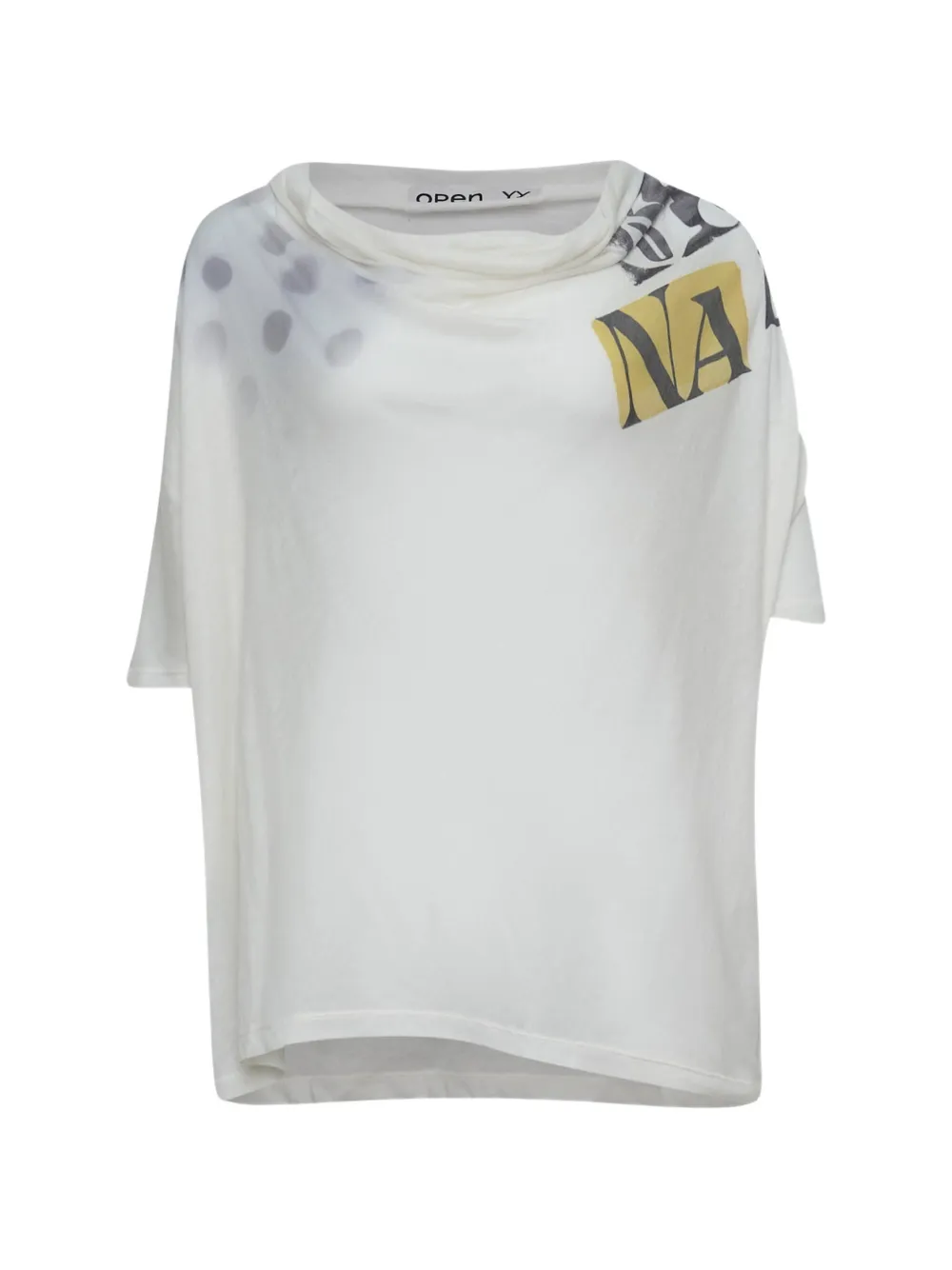Open YY Phonetic graphic-print cowl-neck T-shirt - Bianco