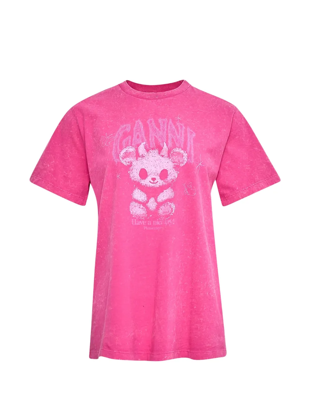 GANNI graphic-print T-shirt - Rosa