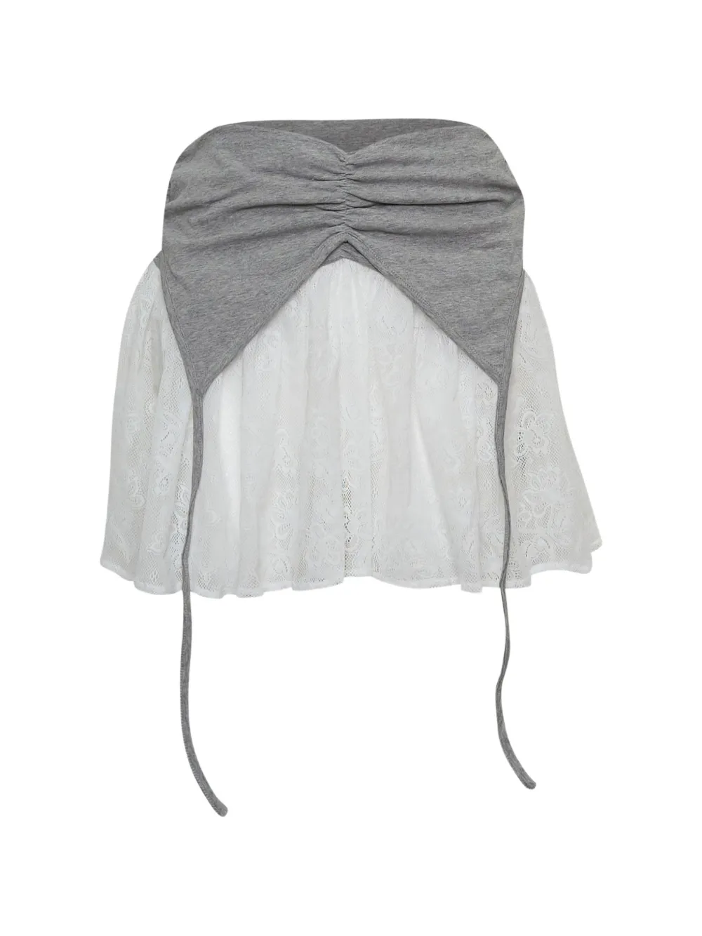 Mardi Mercredi logo-detail lace mini skirt - Bianco
