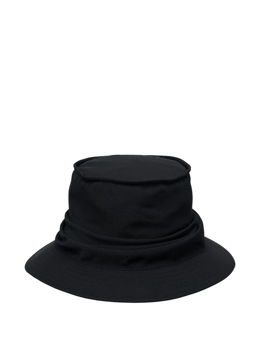 Yohji Yamamoto draped-embellishment bucket hat - Nero