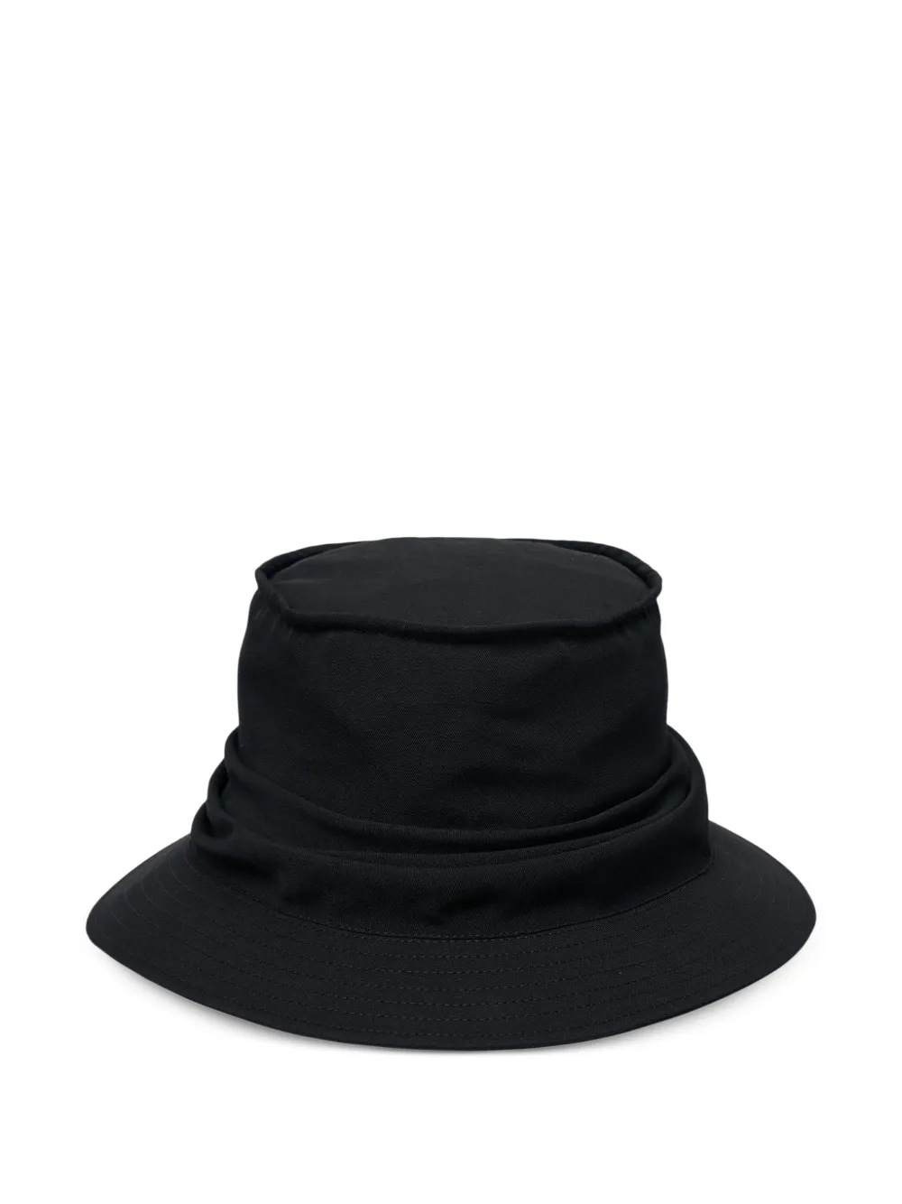 Yohji Yamamoto draped-embellishment bucket hat - Schwarz