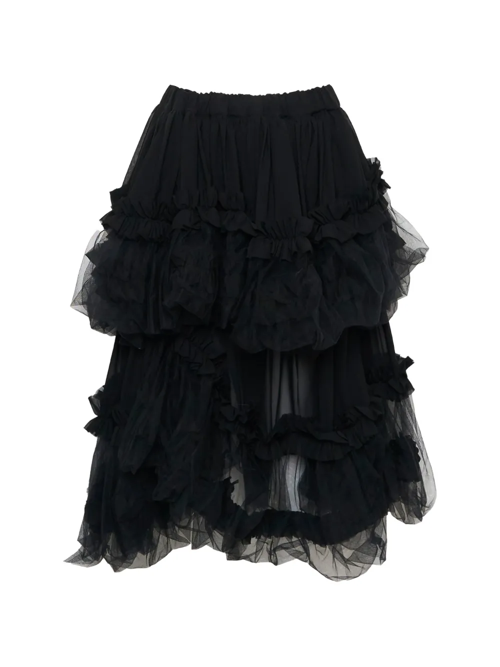 Noir Kei Ninomiya ruffled A-line midi skirt - Nero